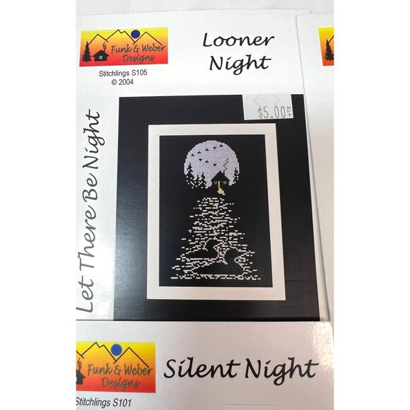 Funk & Weber Designs Let There Be Night Cross Stitch Pattern Set Of 5 - Picture 2 of 6